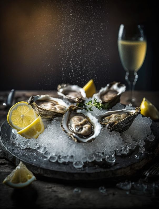 Huitre Froide au Champagne et Ciboulette.